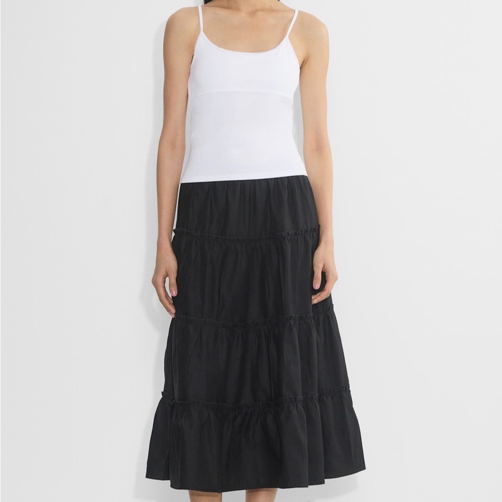 Sunday Best Black Tiered Midi Skirt